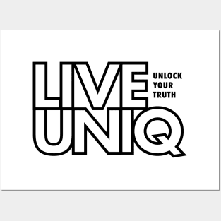 LIVEUNIQ logo black outline Posters and Art